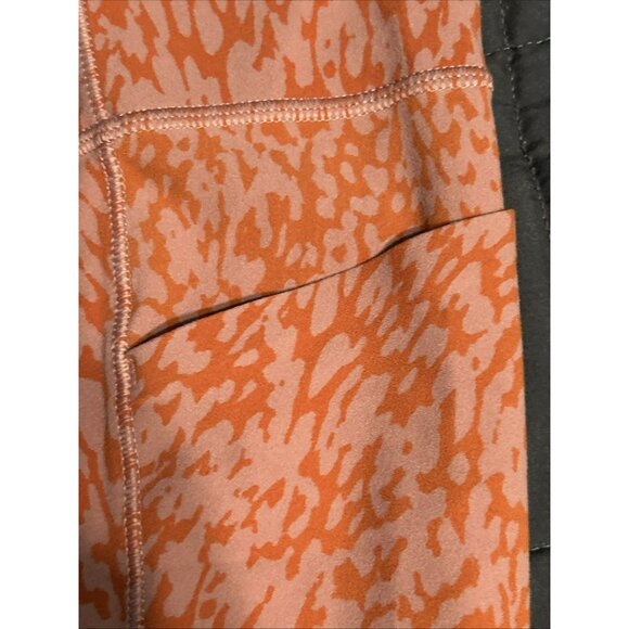 ATHLETA Orange Velocity Legging Pocket 7/8 Tight Active Workout M Leopard Print - Picture 5 of 5